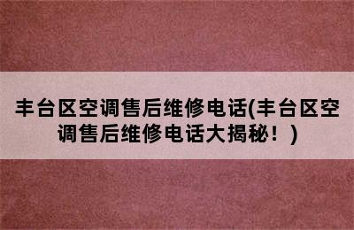 丰台区空调售后维修电话(丰台区空调售后维修电话大揭秘！)