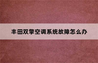 丰田双擎空调系统故障怎么办