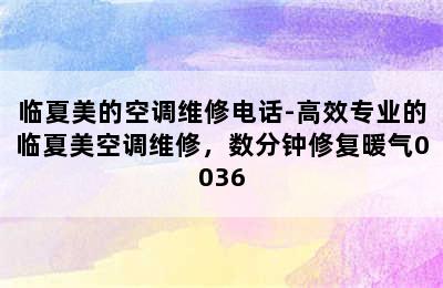 临夏美的空调维修电话-高效专业的临夏美空调维修，数分钟修复暖气0036