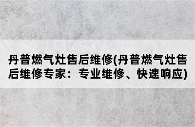 丹普燃气灶售后维修(丹普燃气灶售后维修专家：专业维修、快速响应)