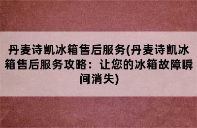 丹麦诗凯冰箱售后服务(丹麦诗凯冰箱售后服务攻略：让您的冰箱故障瞬间消失)