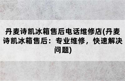 丹麦诗凯冰箱售后电话维修店(丹麦诗凯冰箱售后：专业维修，快速解决问题)