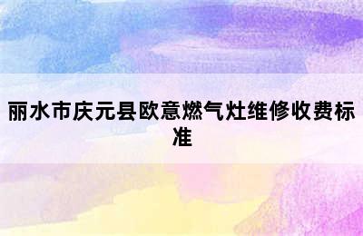 丽水市庆元县欧意燃气灶维修收费标准