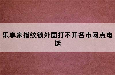 乐享家指纹锁外面打不开各市网点电话