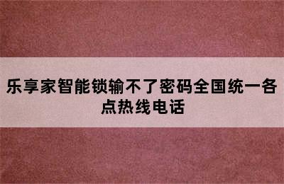 乐享家智能锁输不了密码全国统一各点热线电话