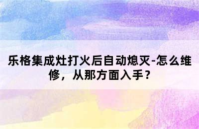 乐格集成灶打火后自动熄灭-怎么维修，从那方面入手？