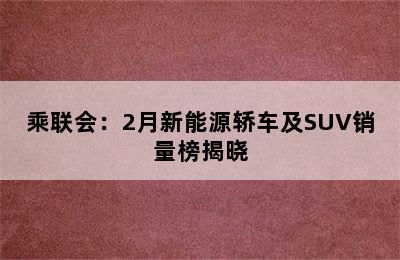 乘联会：2月新能源轿车及SUV销量榜揭晓