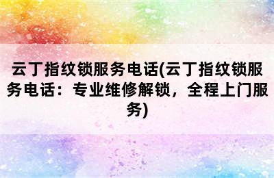 云丁指纹锁服务电话(云丁指纹锁服务电话：专业维修解锁，全程上门服务)