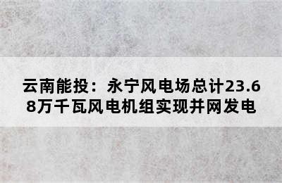 云南能投：永宁风电场总计23.68万千瓦风电机组实现并网发电