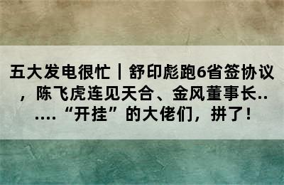 五大发电很忙｜舒印彪跑6省签协议，陈飞虎连见天合、金风董事长......“开挂”的大佬们，拼了！