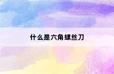 什么是六角螺丝刀