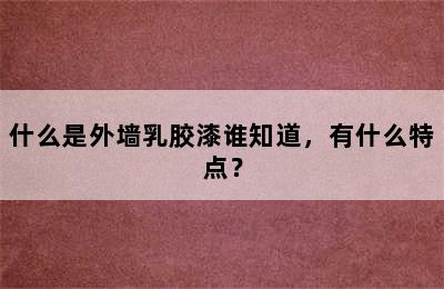 什么是外墙乳胶漆谁知道，有什么特点？