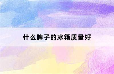 什么牌子的冰箱质量好