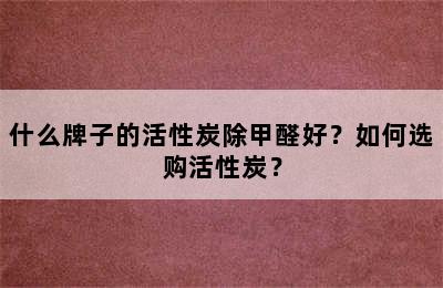 什么牌子的活性炭除甲醛好？如何选购活性炭？