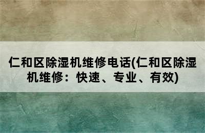 仁和区除湿机维修电话(仁和区除湿机维修：快速、专业、有效)