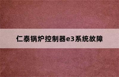 仁泰锅炉控制器e3系统故障