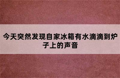 今天突然发现自家冰箱有水滴滴到炉子上的声音