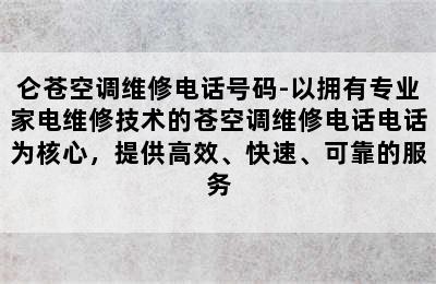 仑苍空调维修电话号码-以拥有专业家电维修技术的苍空调维修电话电话为核心，提供高效、快速、可靠的服务