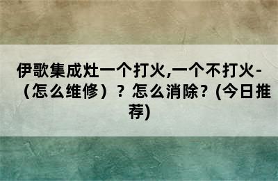 伊歌集成灶一个打火,一个不打火-（怎么维修）？怎么消除？(今日推荐)