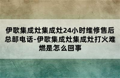 伊歌集成灶集成灶24小时维修售后总部电话-伊歌集成灶集成灶打火难燃是怎么回事