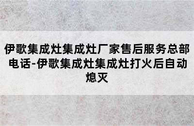 伊歌集成灶集成灶厂家售后服务总部电话-伊歌集成灶集成灶打火后自动熄灭