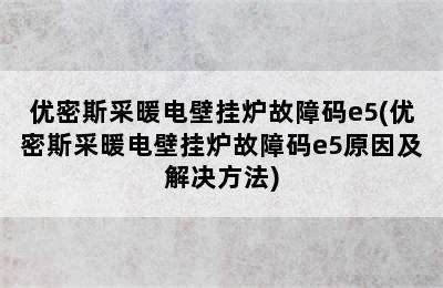 优密斯采暖电壁挂炉故障码e5(优密斯采暖电壁挂炉故障码e5原因及解决方法)