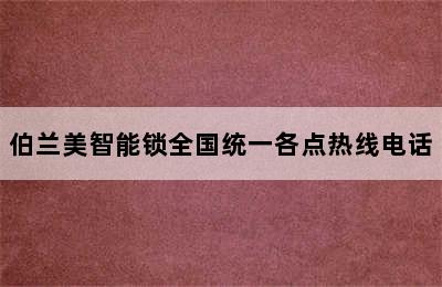 伯兰美智能锁全国统一各点热线电话