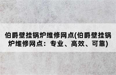 伯爵壁挂锅炉维修网点(伯爵壁挂锅炉维修网点：专业、高效、可靠)