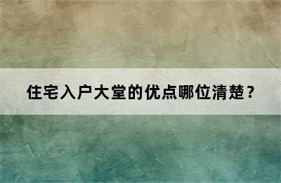 住宅入户大堂的优点哪位清楚？