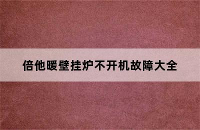 倍他暖壁挂炉不开机故障大全