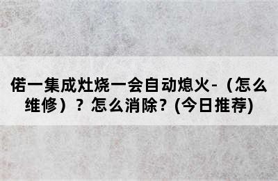 偌一集成灶烧一会自动熄火-（怎么维修）？怎么消除？(今日推荐)