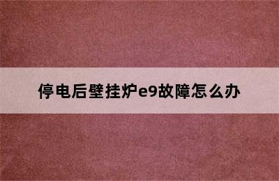 停电后壁挂炉e9故障怎么办