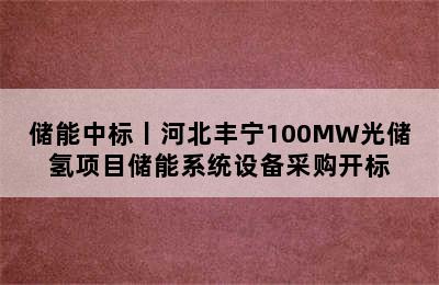 储能中标丨河北丰宁100MW光储氢项目储能系统设备采购开标