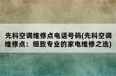 先科空调维修点电话号码(先科空调维修点：细致专业的家电维修之选)