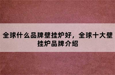 全球什么品牌壁挂炉好，全球十大壁挂炉品牌介绍