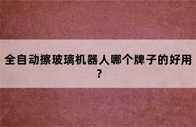 全自动擦玻璃机器人哪个牌子的好用？