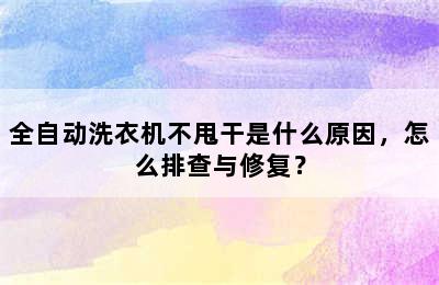 全自动洗衣机不甩干是什么原因，怎么排查与修复？