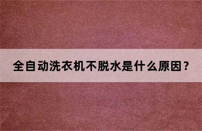 全自动洗衣机不脱水是什么原因？