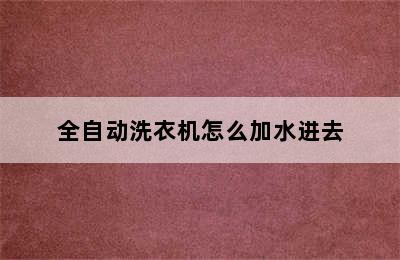 全自动洗衣机怎么加水进去