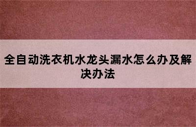 全自动洗衣机水龙头漏水怎么办及解决办法