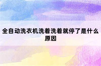 全自动洗衣机洗着洗着就停了是什么原因