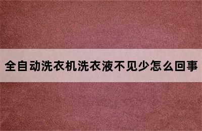 全自动洗衣机洗衣液不见少怎么回事