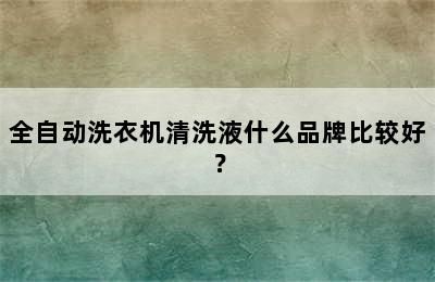 全自动洗衣机清洗液什么品牌比较好？