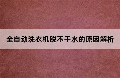 全自动洗衣机脱不干水的原因解析