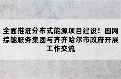 全面推进分布式能源项目建设！国网综能服务集团与齐齐哈尔市政府开展工作交流