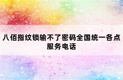 八佰指纹锁输不了密码全国统一各点服务电话