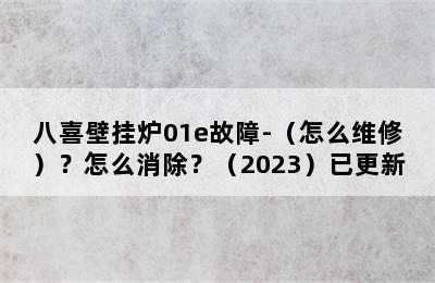 八喜壁挂炉01e故障-（怎么维修）？怎么消除？（2023）已更新