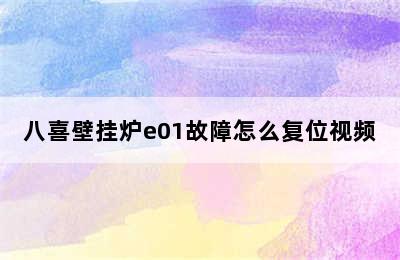 八喜壁挂炉e01故障怎么复位视频