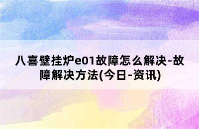 八喜壁挂炉e01故障怎么解决-故障解决方法(今日-资讯)