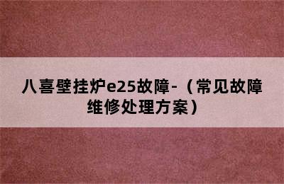 八喜壁挂炉e25故障-（常见故障维修处理方案）